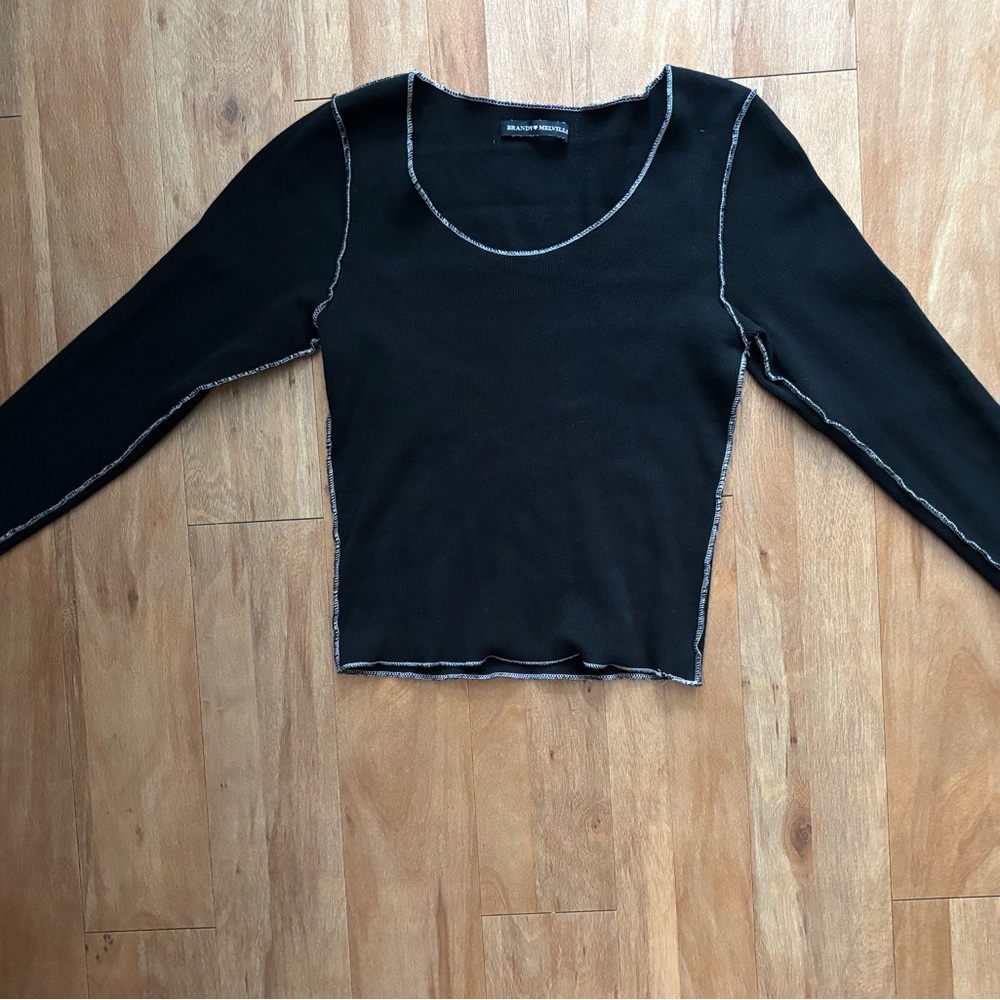 Brandy Melville Black long sleeve top with contrast stitching